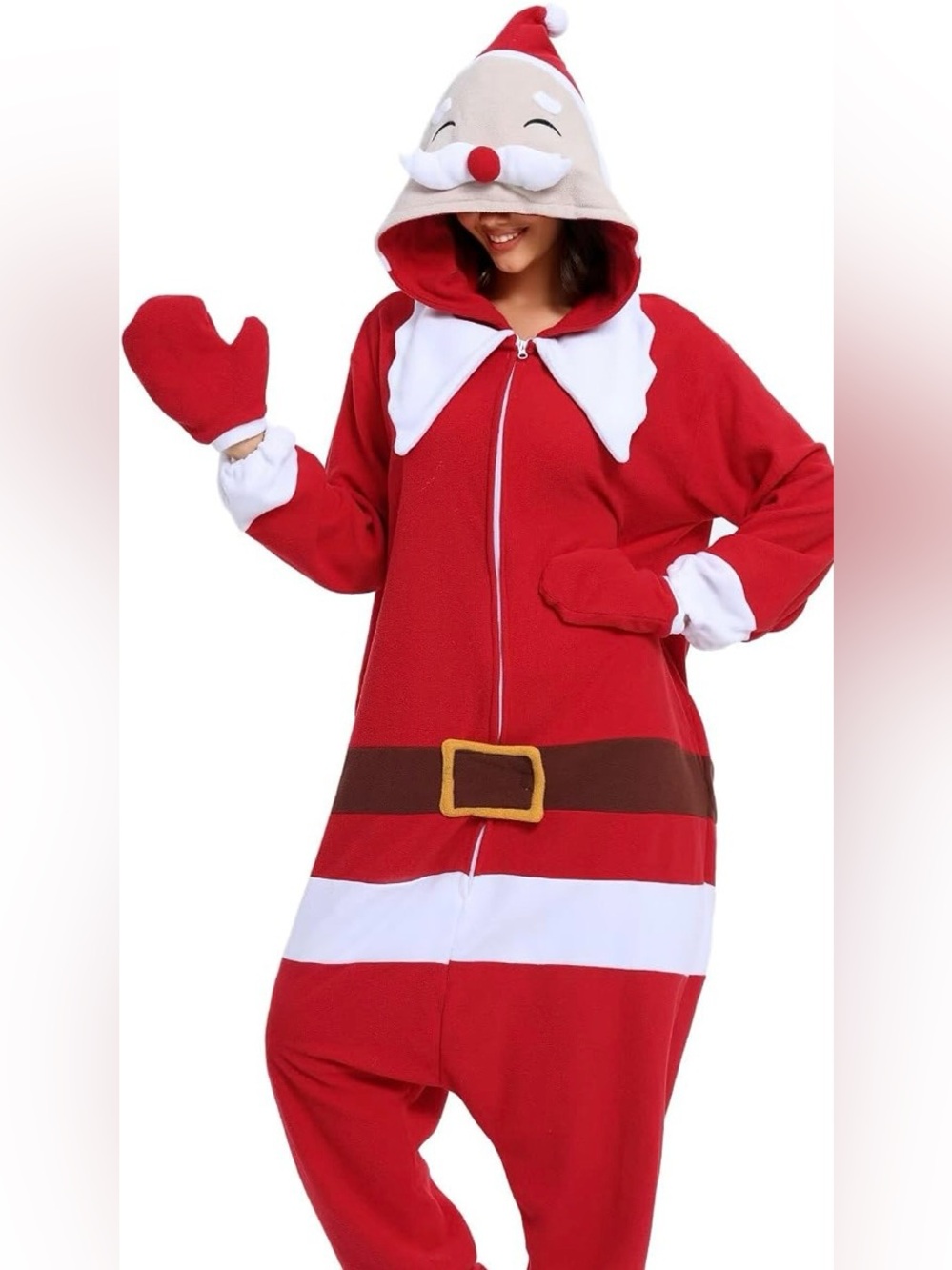 Red Santa Onesie Costume with Hood